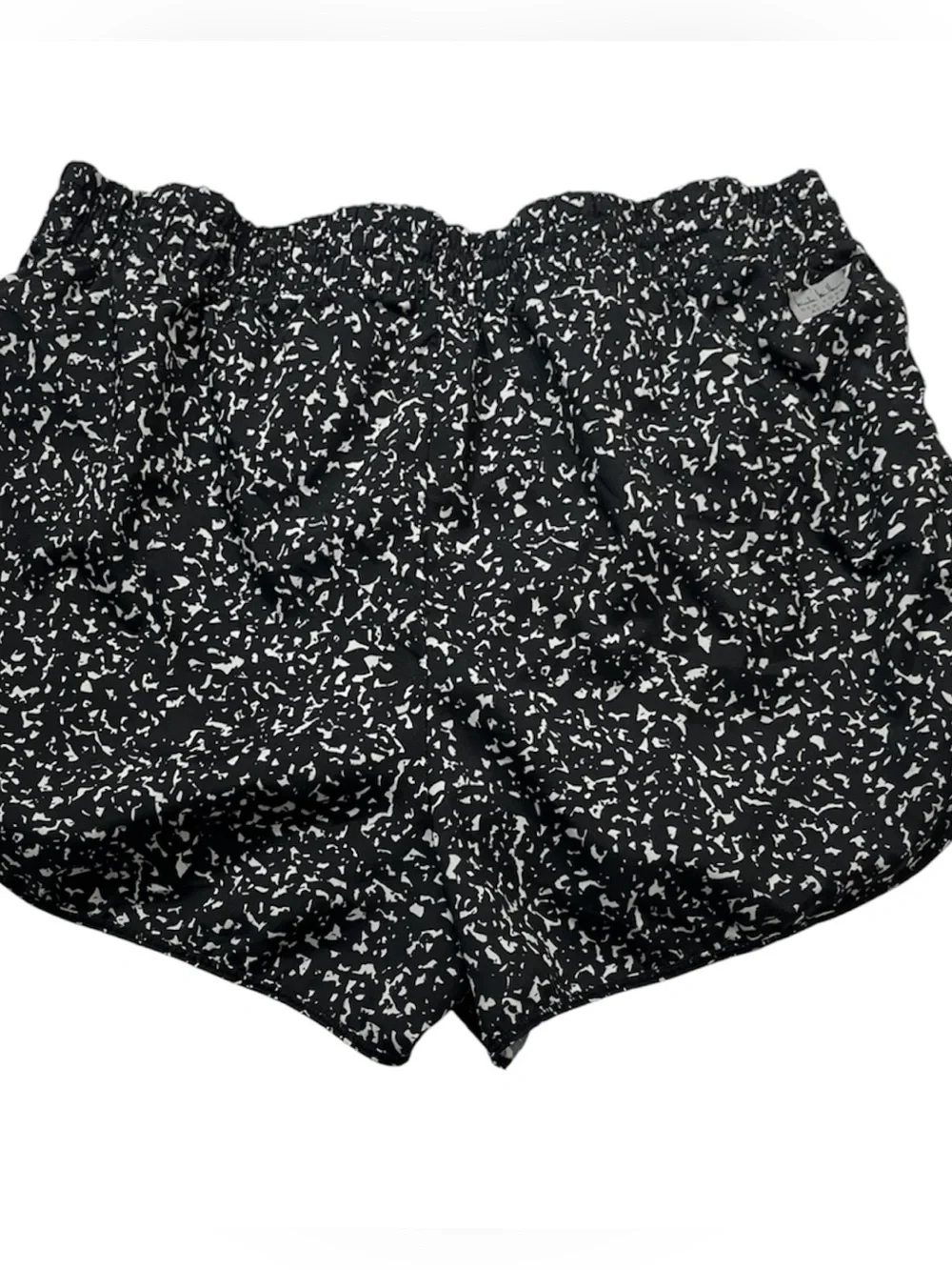 Nicole Miller Black White Print Running Shorts XL Built-In Brief Athletic Wear